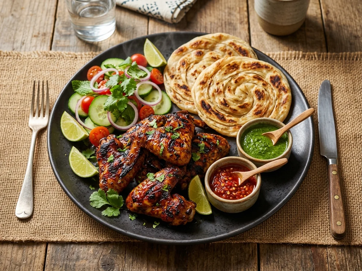 Grilled Wings + 2 Paratha + Salad + 2 Sauce from Ceylon Kitchen